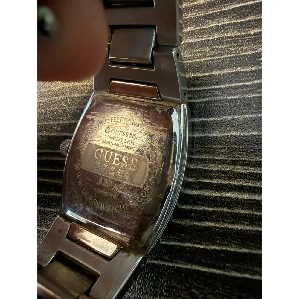 Vintage GUESS Steel 3ATM Calendar Watch- NEEDS BATTERY